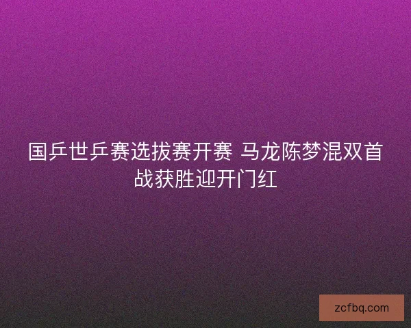 国乒世乒赛选拔赛开赛 马龙陈梦混双首战获胜迎开门红